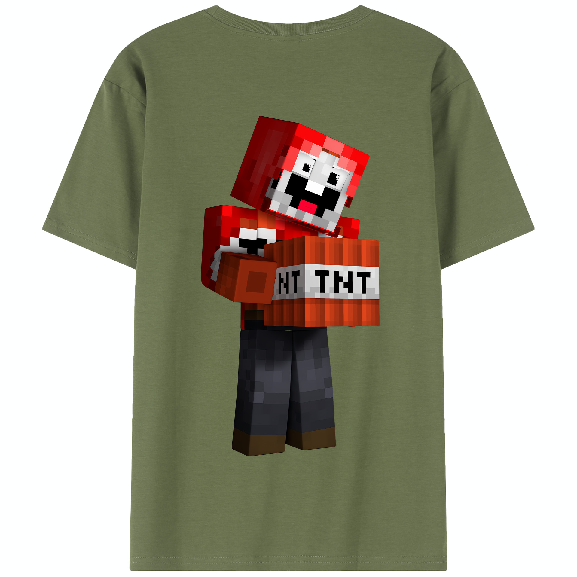 （画像用） マインクラフト ブロックの世界 Minecraft MC Block world 綿100％半袖Tシャツ（背面プリント）